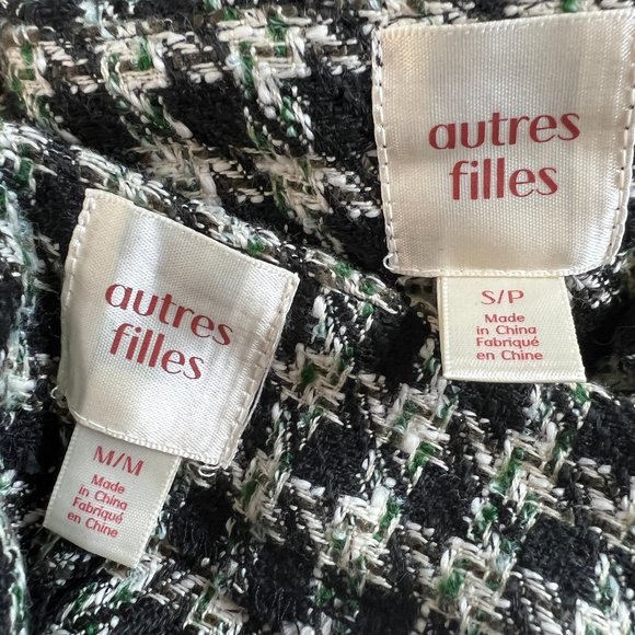 New Autres Filles Tweed Houndstooth Knit High Rise Skinny Trouser Pants Preppy - Picture 3 of 9